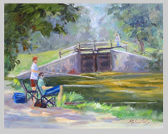 Boys Fishing by Newark Lock