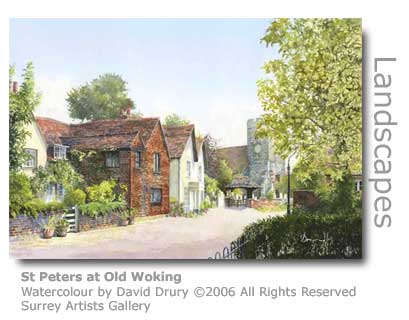 David Drury's watercolour of St Peters Old Woking