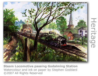 Steam Locomotive at Godalming Station by Stephen Goddard
