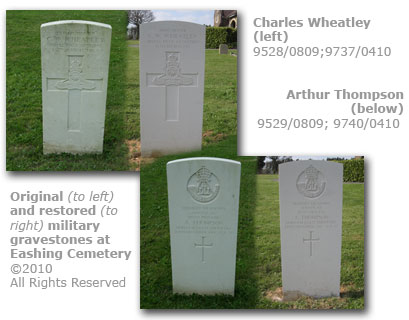 Eashing Cemetery, Godalming - repair of vandalised milititary gravestones 2010