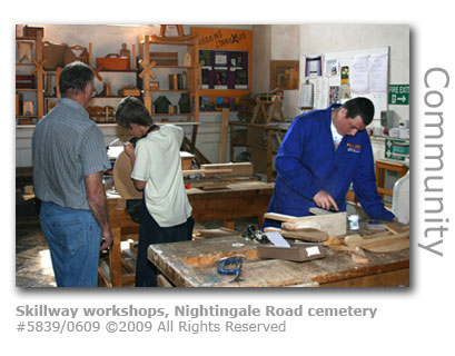 Skillway workshop at Farncombe cemetery