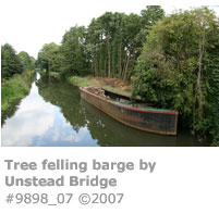 Tree felling barge on Godalming Navigation