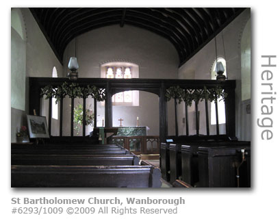 St Bartholomew Church interior, Wanborough near Guildford